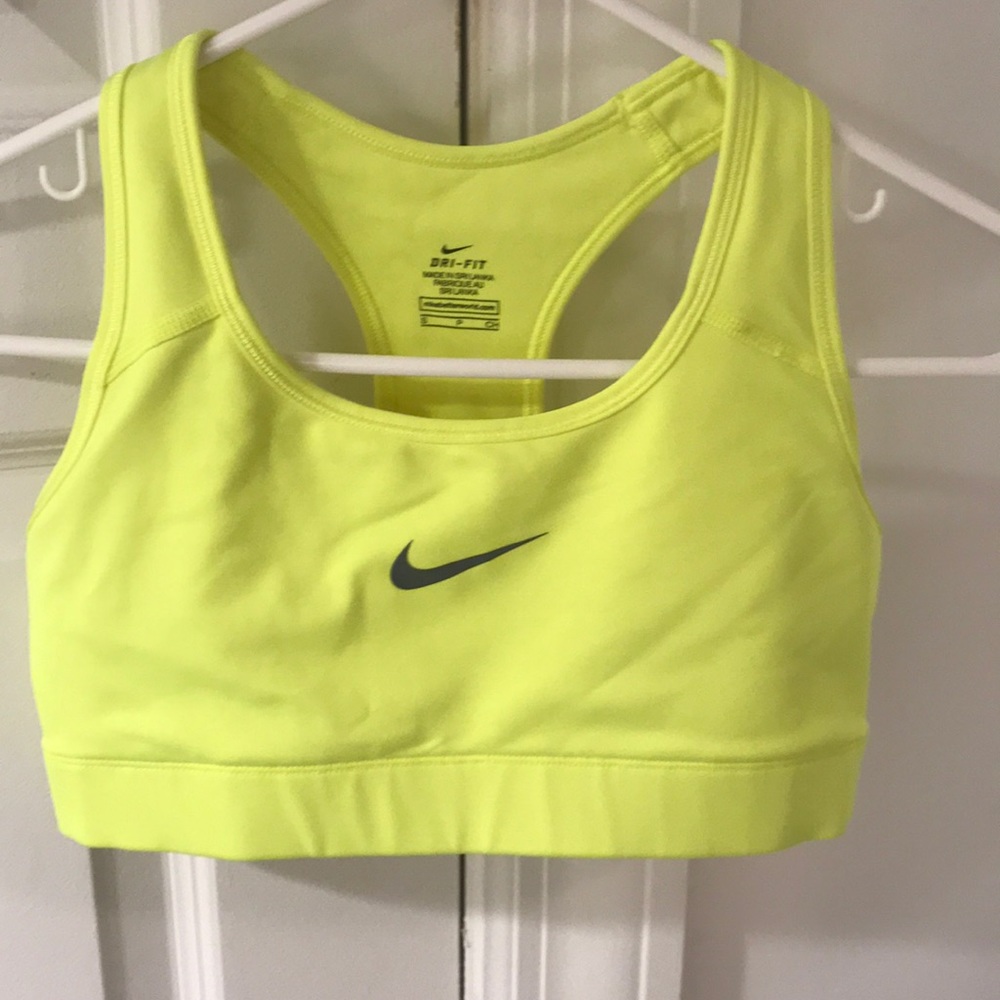 Neon yellow Nike sports bra